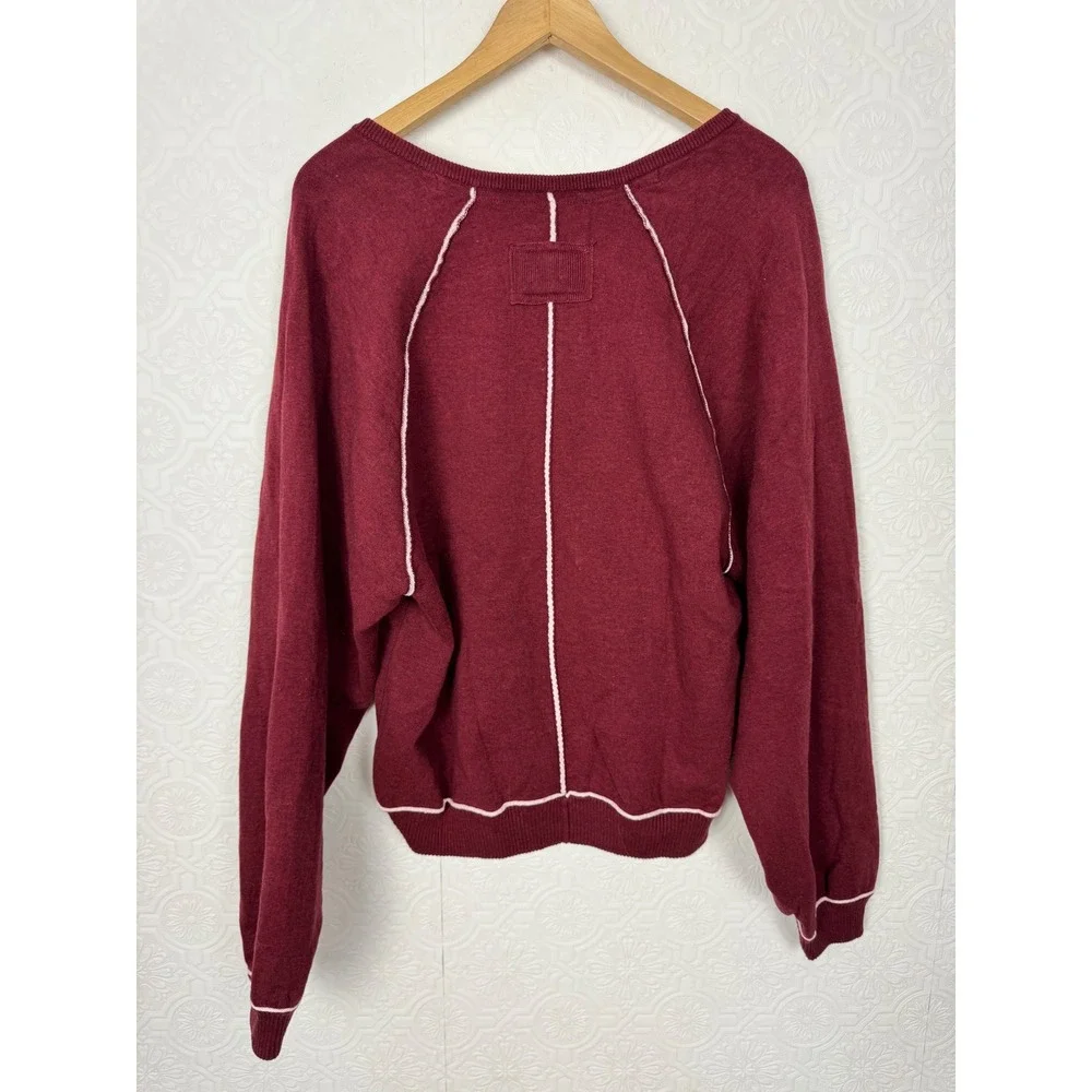We The Free Midnight Pullover Free People‎ Burgundy Pink Oversized Sweatshirt M